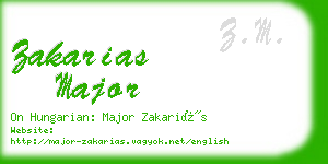 zakarias major business card
